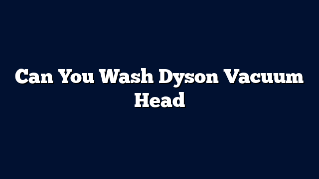 Can You Wash Dyson Vacuum Head