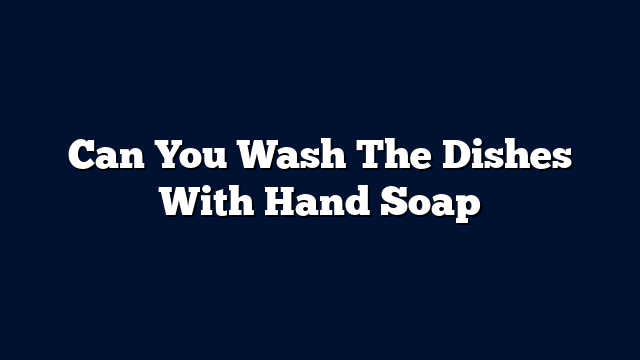 Can You Wash The Dishes With Hand Soap