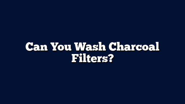Can You Wash Charcoal Filters?